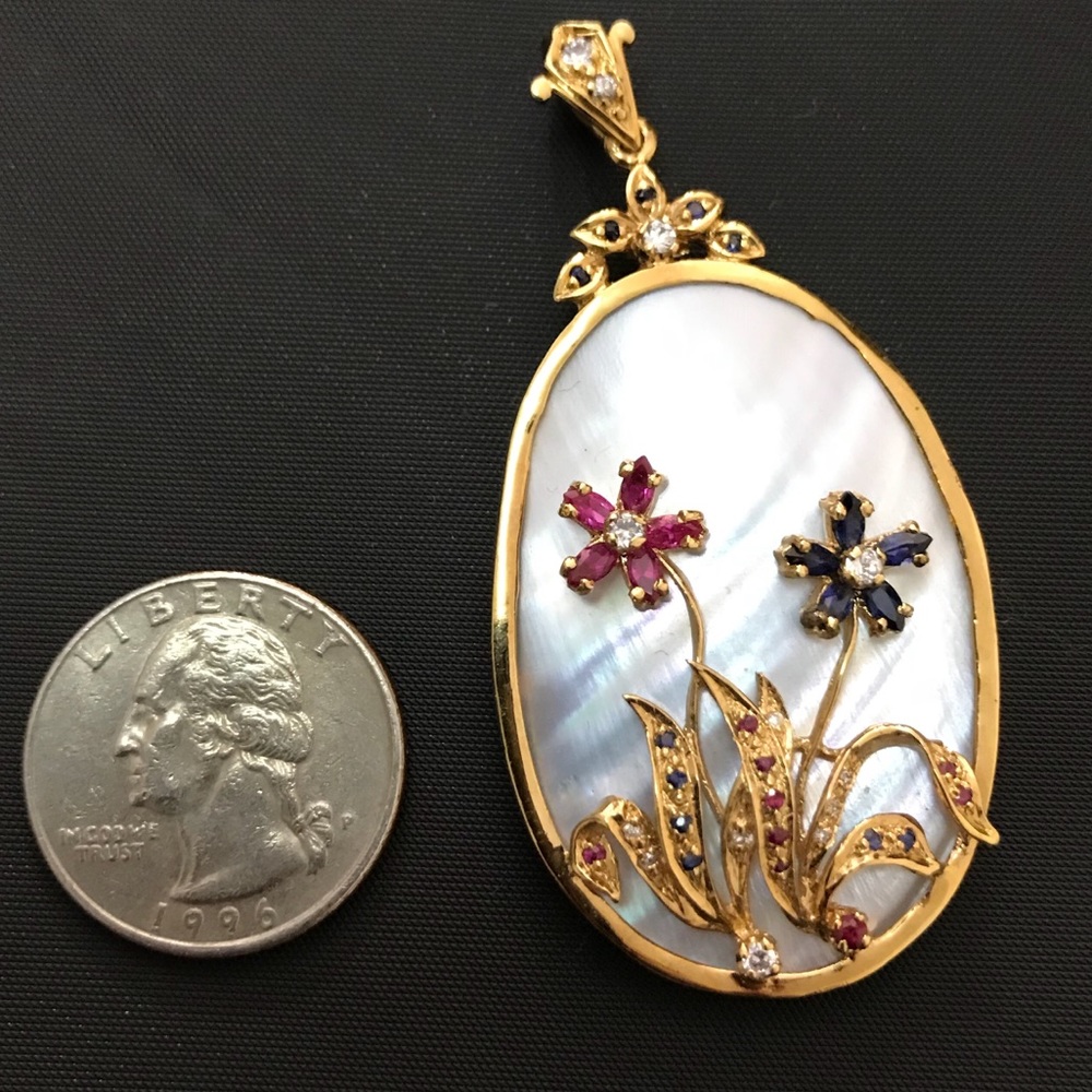 Silver with Gold Plated Shell Flowers Pendant